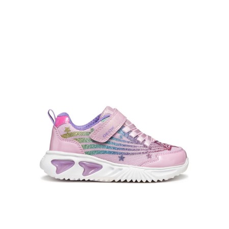 GEOX ASSISTER ΠΑΙΔΙΚΑ SNEAKERS ΑΝΑΤΟΜΙΚΑ ΜΕ ΦΩΤΑΚΙΑ ΡΟΖ  J56E9B0ASKNC8206 